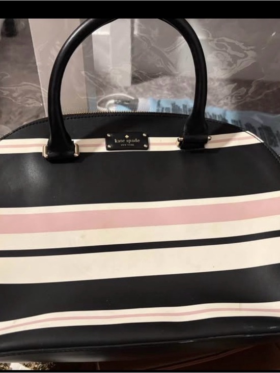 kate spade Handbags - kate spade Black, Pink and White Striped Satchel